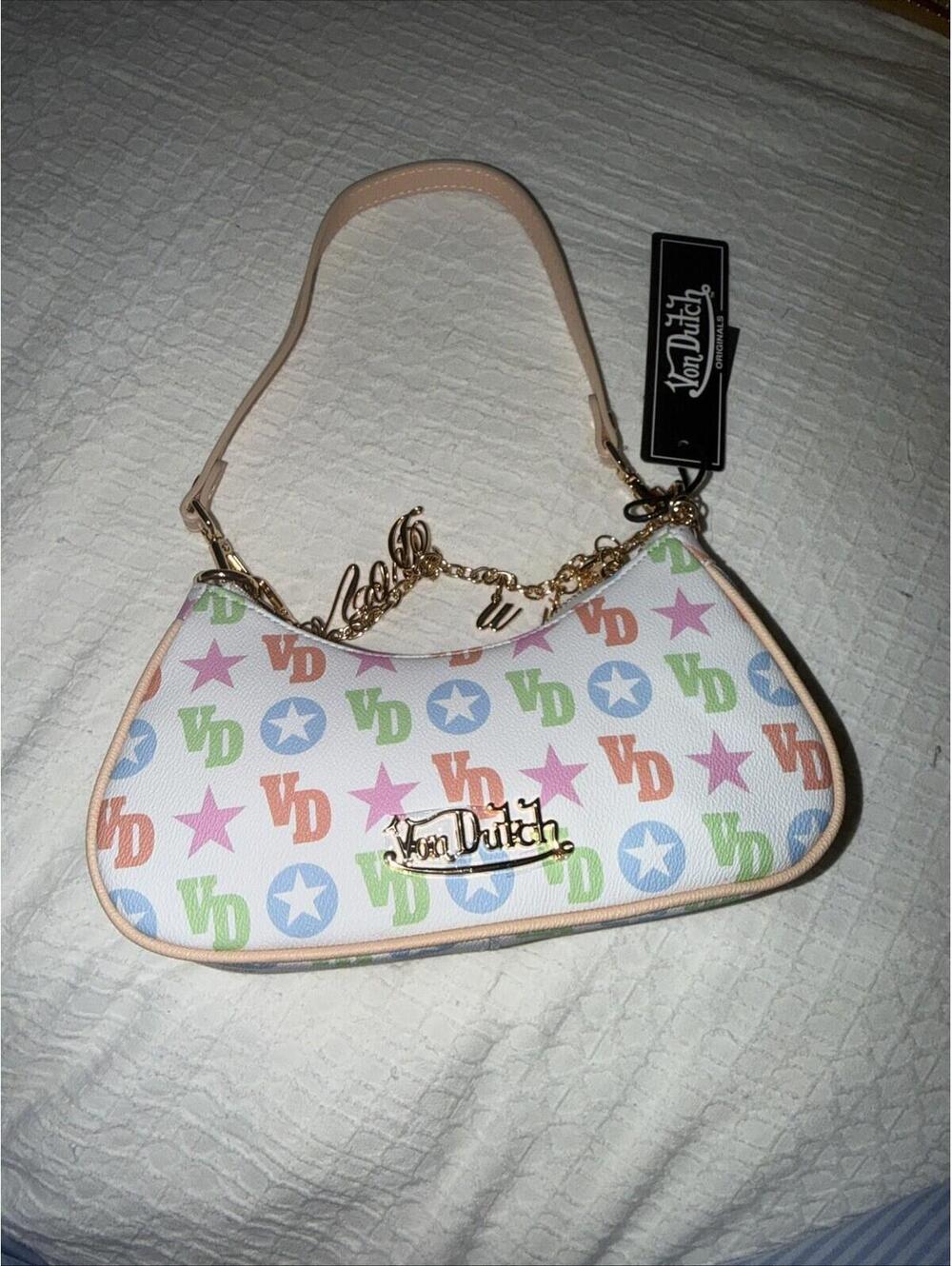 Von Dutch Multi Monogram Print Shoulder Bag